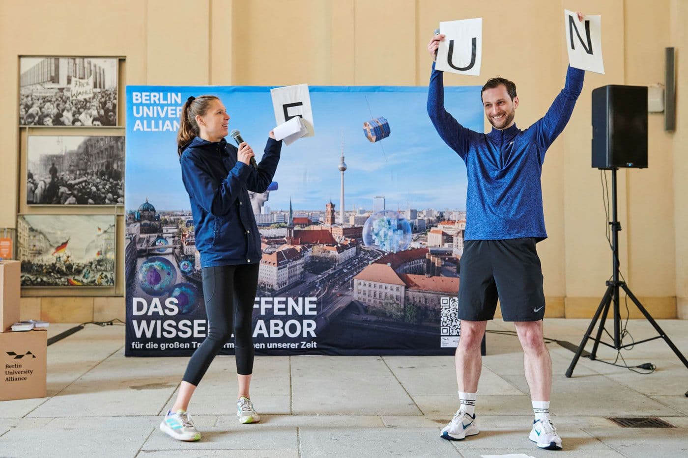 Pia Zajonz und Dr. Sascha Leisterer beim BUA Run Club am Humboldt Forum